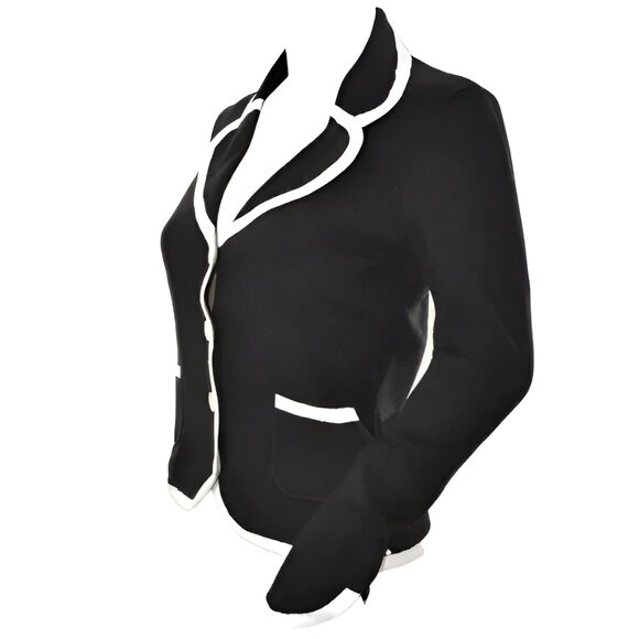 Ann Taylor Minimalist Black White Color Block Cardigan Sweater Knit Blazer S P - Picture 3 of 5